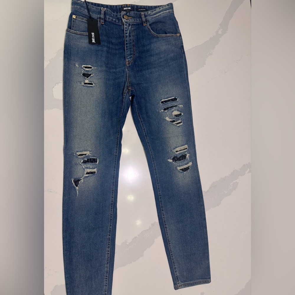 BRAND NEW Just Cavalli Distressed Blue Jeans